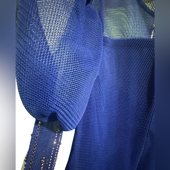 Sauvage airtech fabric mesh fish like net fabric puff sleeve dress size 48 - Picture 9 of 12